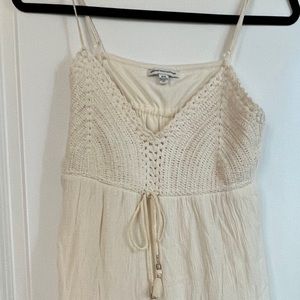 AMERICAN EAGLE sundress beach dress cream gauze crochet Spaghetti straps size m